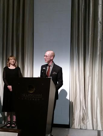 Mitchell Channon accepting the 2014 ASID Design Excellence Award.