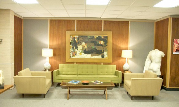 Tufted Sofas in Roger Sterling's Office